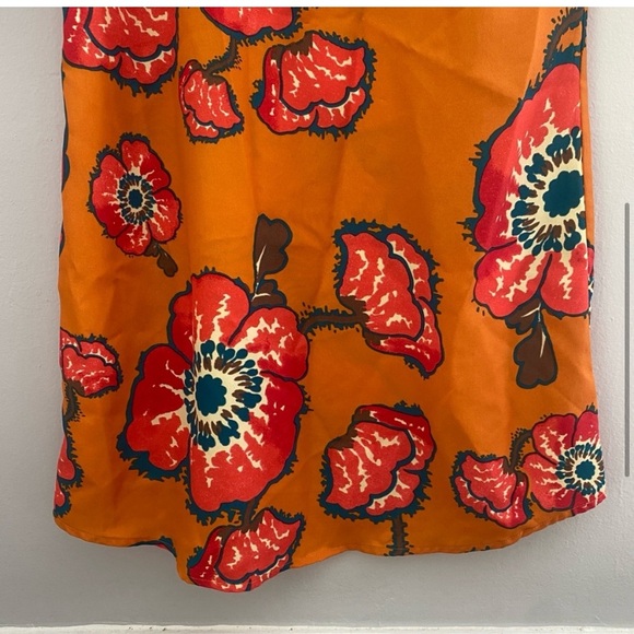 Tucker for Target orange bright floral mini dress with ruffle detail XS - Picture 7 of 16